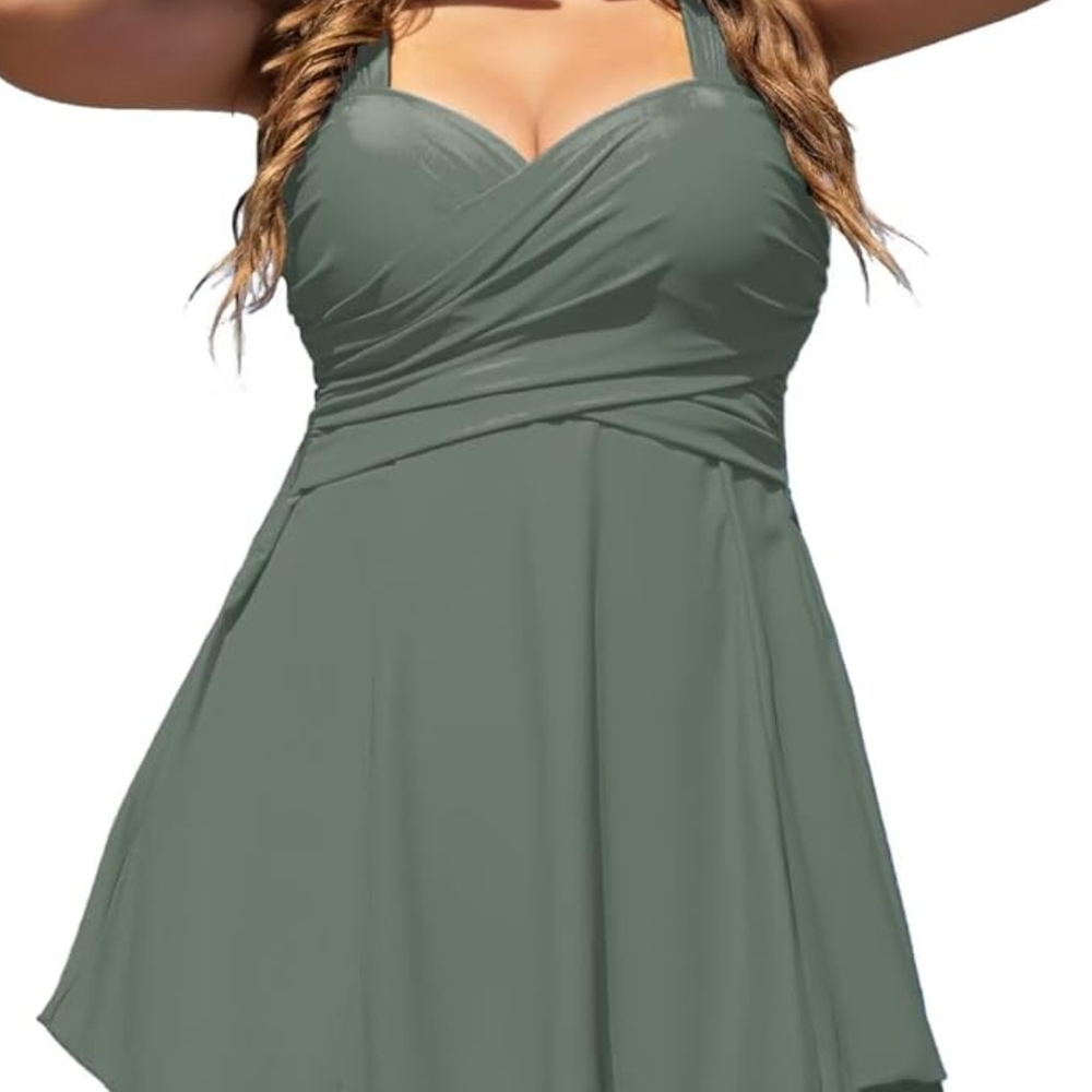 #54- COCOPEAR Women's Elegant Crossover One Piece Swimdress